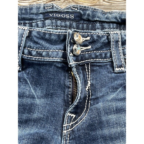 Vigoss The New York Boot Cut Jeans Size 9/10 Flap Back Pockets Distressed - Picture 6 of 16